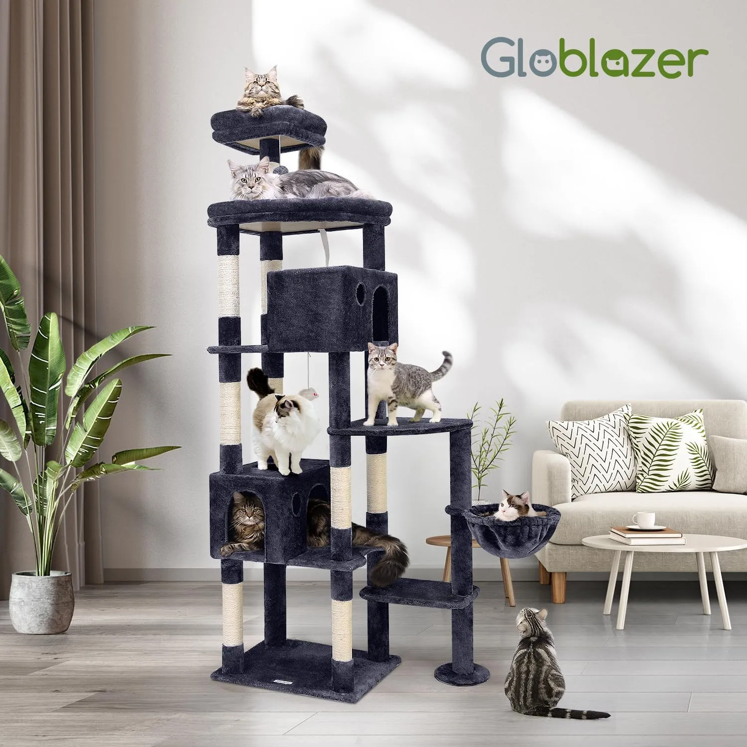 F83 Giant Cat Tree, 83 inch Cat Tree for Indoor Cats Large Adult, XXL Cat Tower with 9 Scratching Posts for 20lb  Heavy Duty Large Adult Cats, Dark Grey