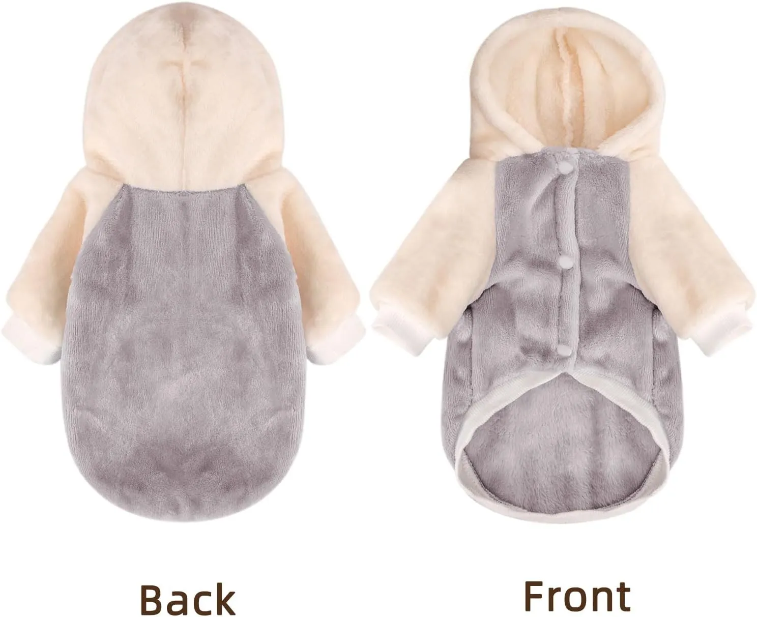 FabriCastle Dog Hoodie Sweater for Small Dogs Boy and Girl, Small Dog Clothes XS XXS Puppy Sweatshirt, Pet Outfit, Cat Clothing Super Soft Warm Snap On Closure (Lightgrey-Cream, X-Small)