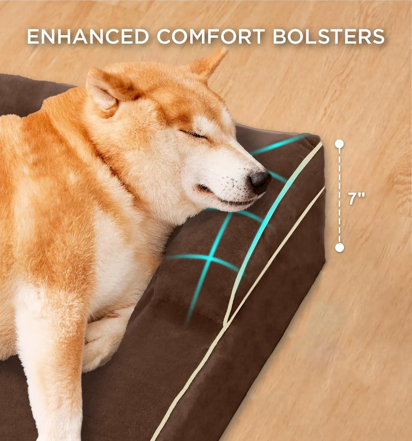 FERPOSH XXL Dog Bed, Orthopedic Washable Dog Bed, Pet Sofa Bed with Removable Washable Cover, Egg Foam Support, Non Slip Bottom Dog Bed, Dog Sofa Bed, Extra Large Dog Bed, 44" x 32", Coffee