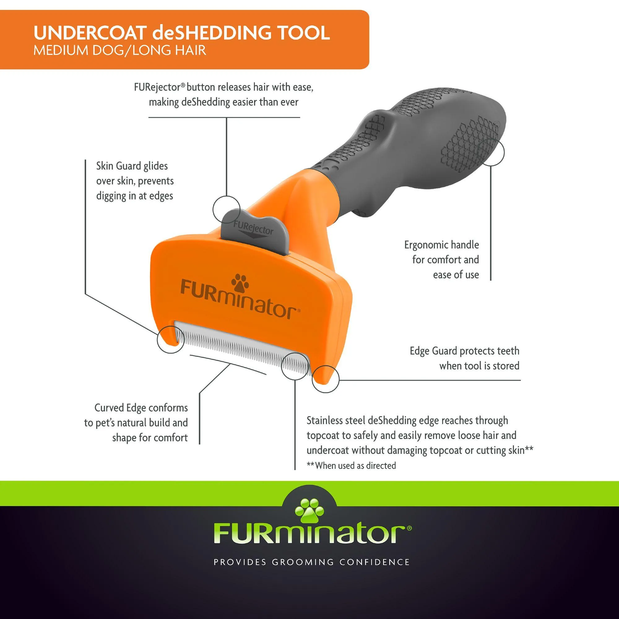 FURminator® Long Hair Undercoat deShedding Dog Tool