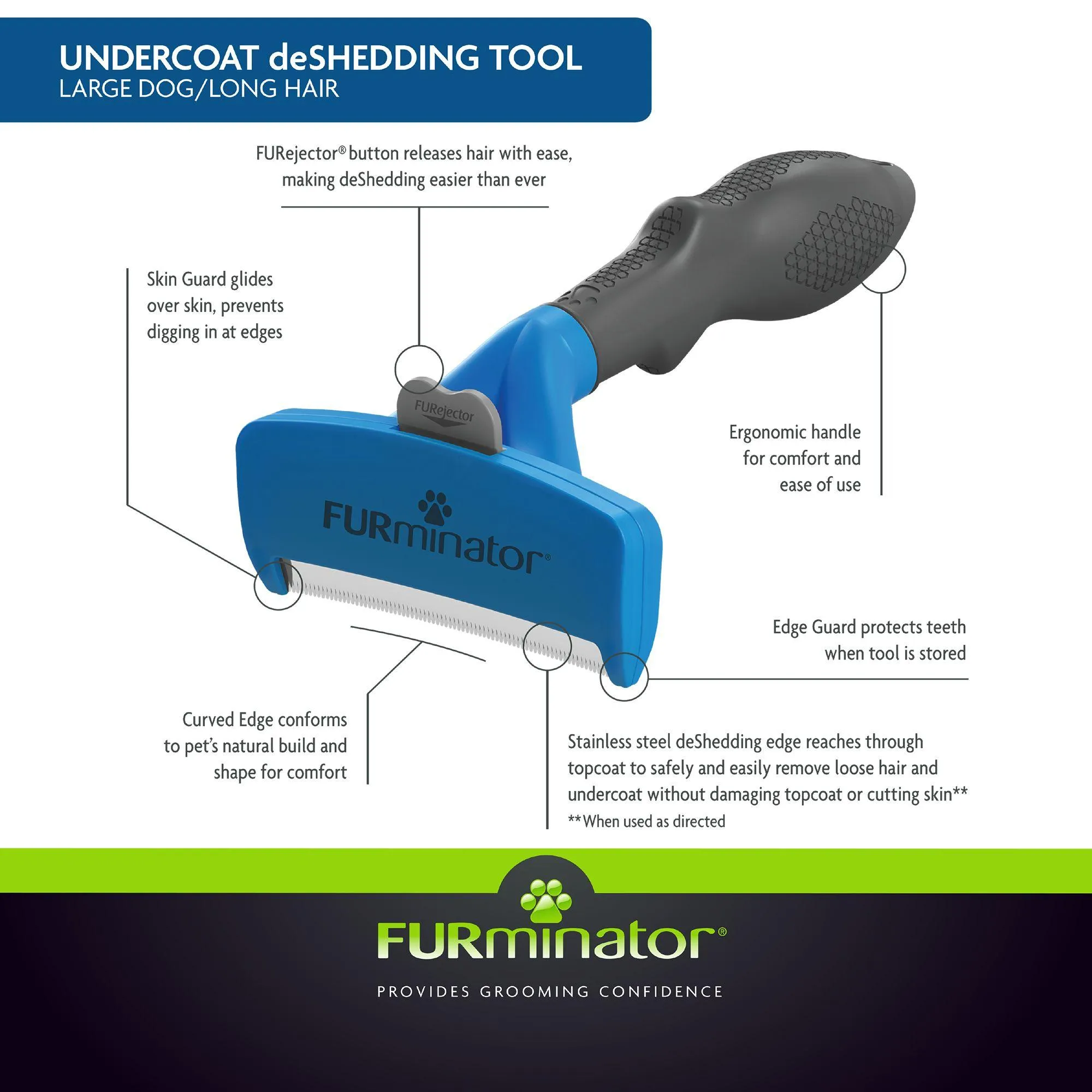 FURminator® Long Hair Undercoat deShedding Dog Tool