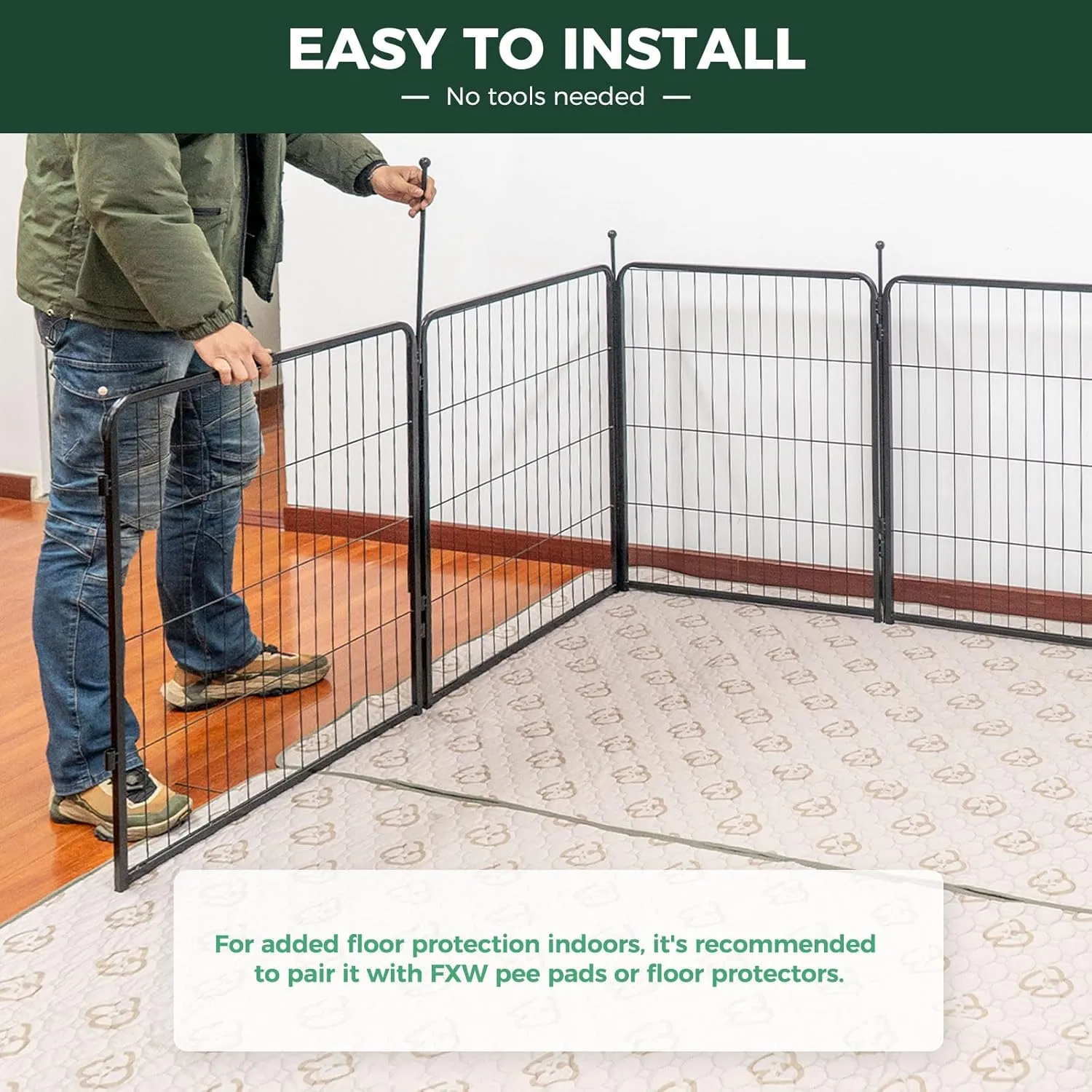 FXW Rollick Dog Playpen for Yard, RV Camping, 32 inch 16 Panels for Small and Medium DogsPatented