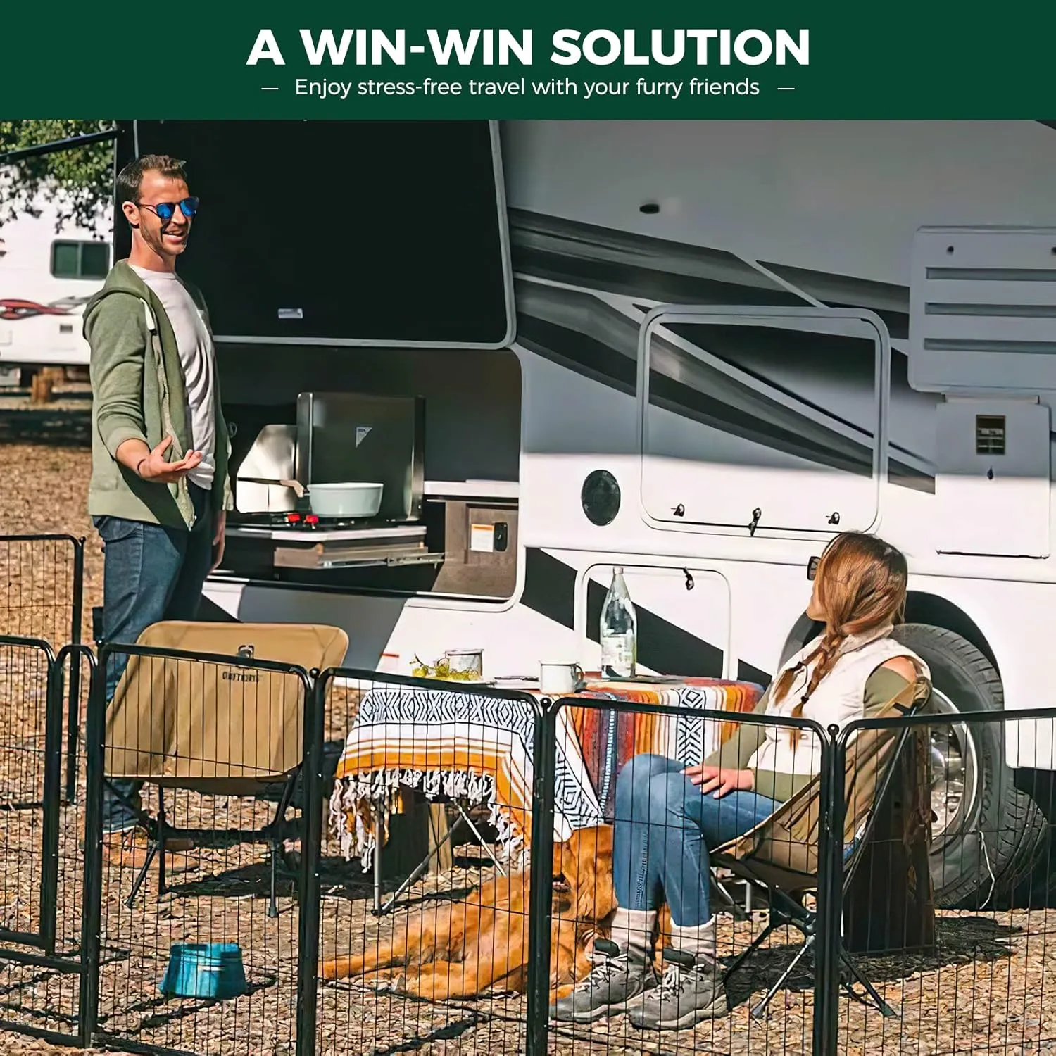 FXW Rollick Dog Playpen for Yard, RV Camping, 32 inch 16 Panels for Small and Medium DogsPatented