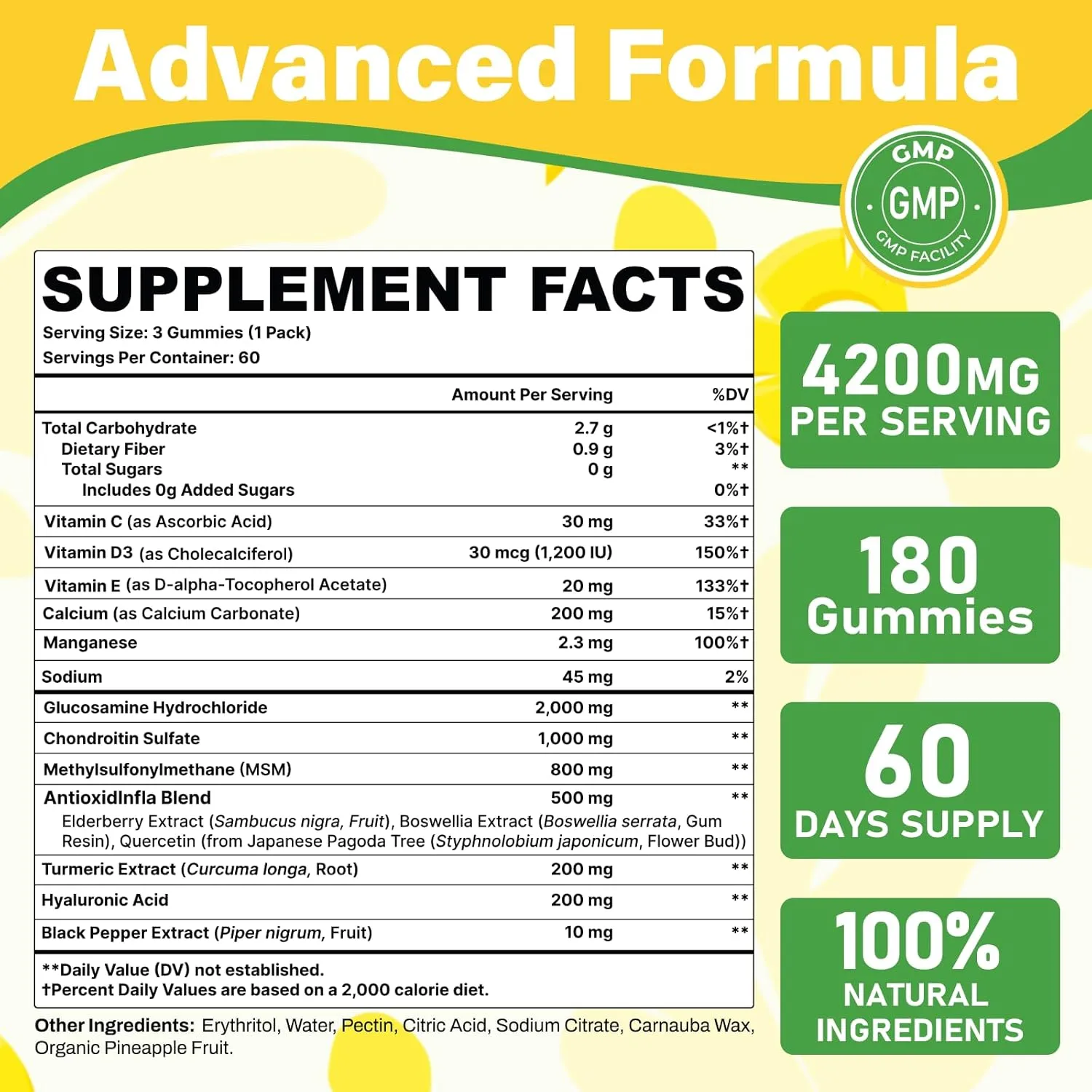 Glucosamine Chondroitin Gummies, 4200mg Extra Strength Joint Supplements Glucosamine Chondroitin with MSM & Elderberry for Joint Health, Flexibility, Immune Support for Adults, Men & Women, 180 Count