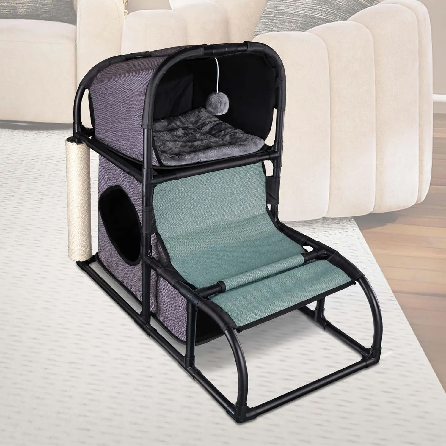 Goetland Modern Katzen Wohnung Katzenbaum Klein Kratzbaum fr Katzen Bett Katzen Haus Katzenbett Hhle Kratzsule Katzenhaus Katzen Zubehr 85 cm