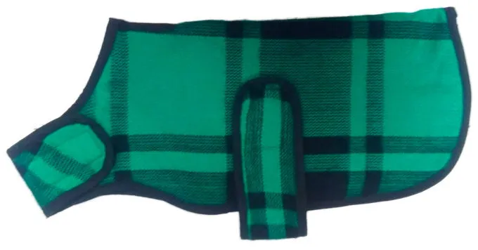 Green and Black Plaid dog Blanket Coat