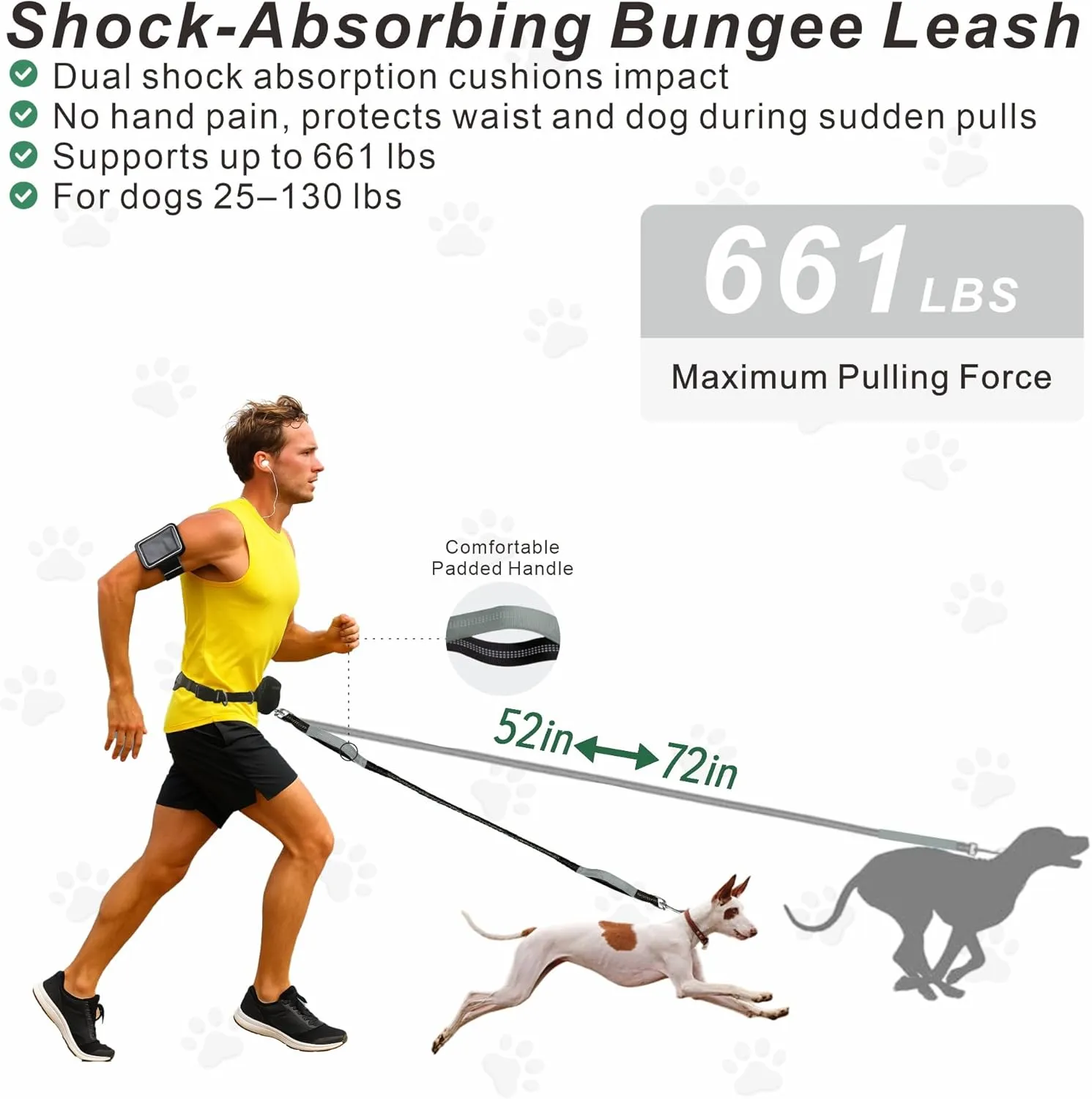 Hands-Free Dog Leash for Dogs up to 130 lbs  Shock-Absorbing Bungee, Padded Handles, Adjustable Waist Belt,Support Pad & Zipper Pouch  with Bag Dispenser  Running, Jogging, Walking, Cool Gray