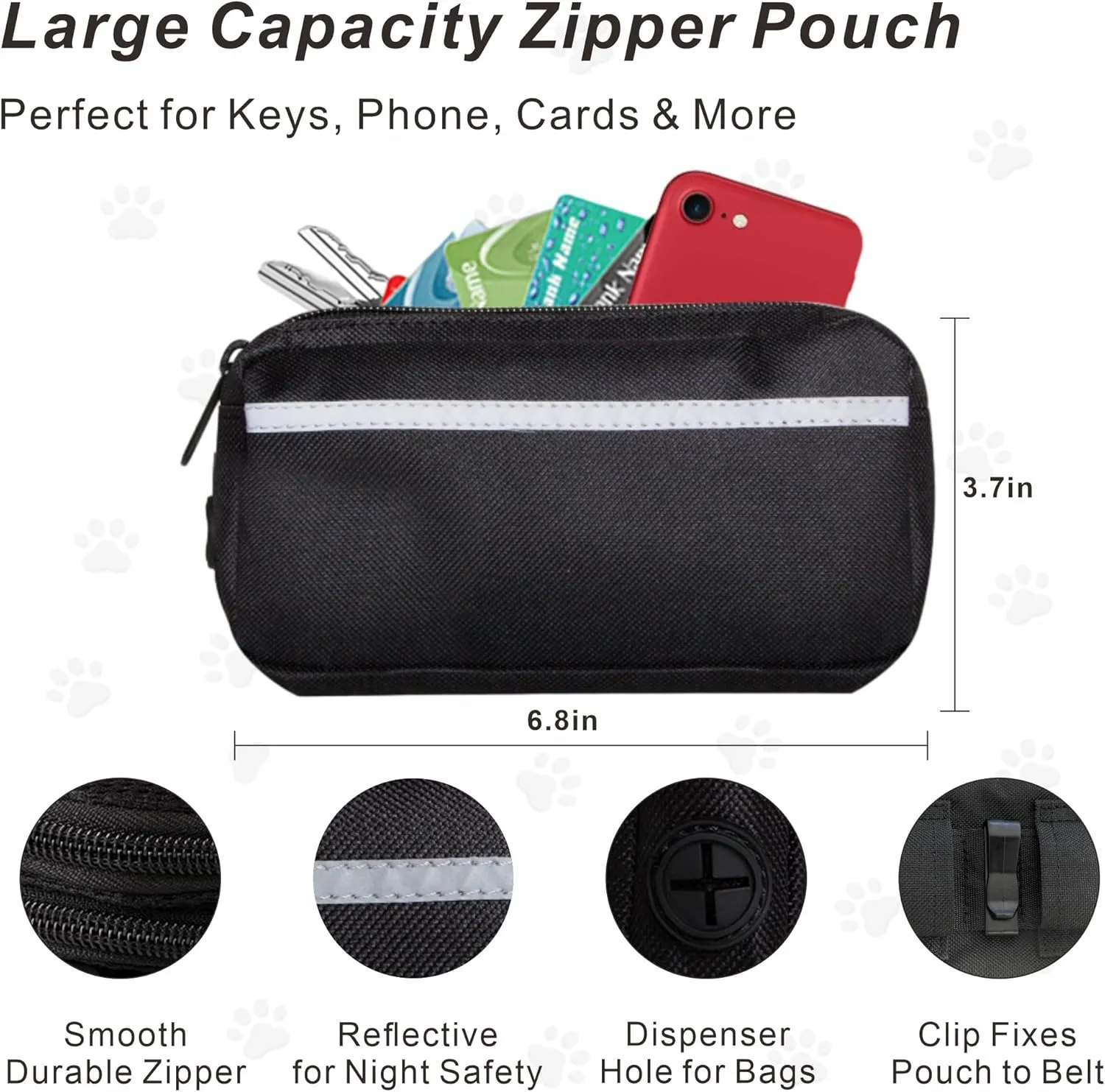 Hands-Free Dog Leash for Dogs up to 130 lbs  Shock-Absorbing Bungee, Padded Handles, Adjustable Waist Belt,Support Pad & Zipper Pouch  with Bag Dispenser  Running, Jogging, Walking, Cool Gray