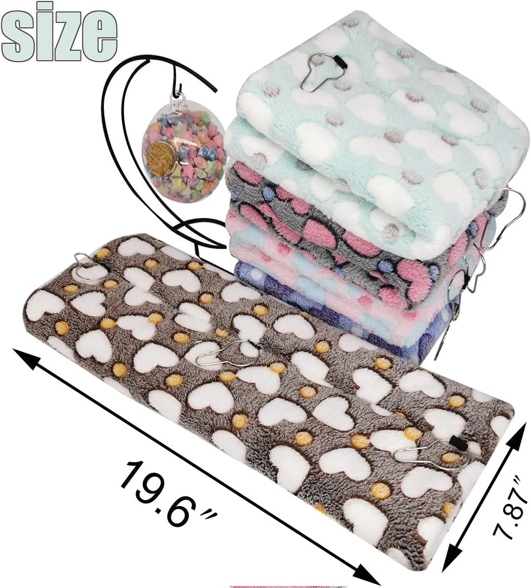 Hanging Tunnel for Small Animals Guinea Pig Accessories Sugar Glider Cage Accessories Hamster Rat Toys Ferret HammockHeart-Grey