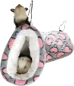 Hanging Tunnel for Small Animals Guinea Pig Accessories Sugar Glider Cage Accessories Hamster Rat Toys Ferret HammockHeart-Grey