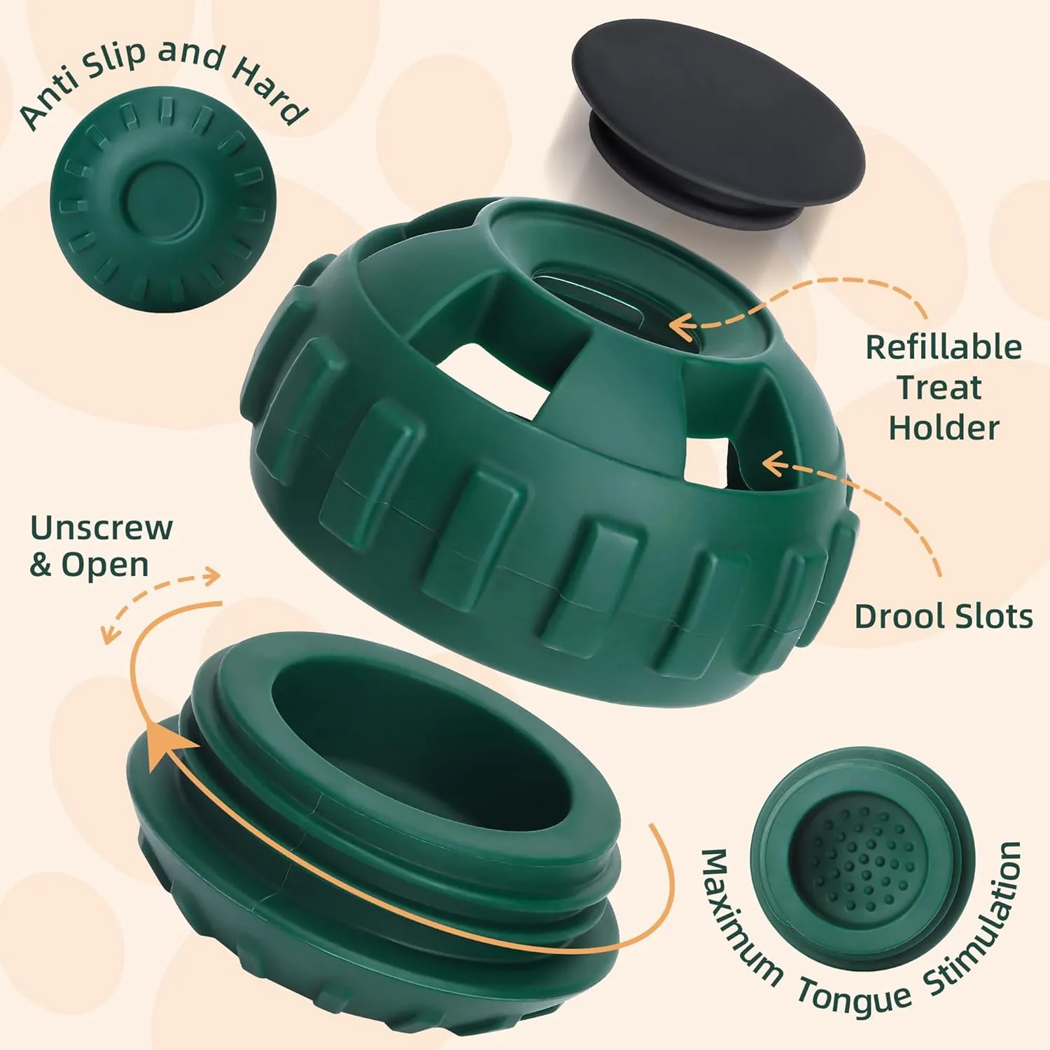 Interactive Dog Toys for Boredom to Keep Them Busy, Silicone Dog Treat Puzzle Balls, Long-Lasting Reusable Mold, Dishwasher Safe,Green,M