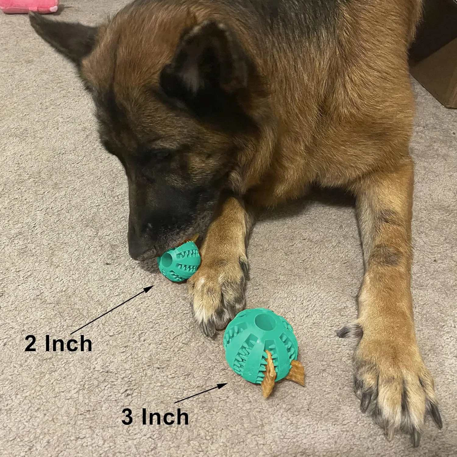 Jalousie Dog Puzzle Balls Dog Treat Dispensing Balls Non-Toxic Natural Rubber Dog Chew Toys for Puppy Pet Dog Teething Puzzle Playing Treat Dispenser Rope Balls (Small, 6 Pack Assorted)