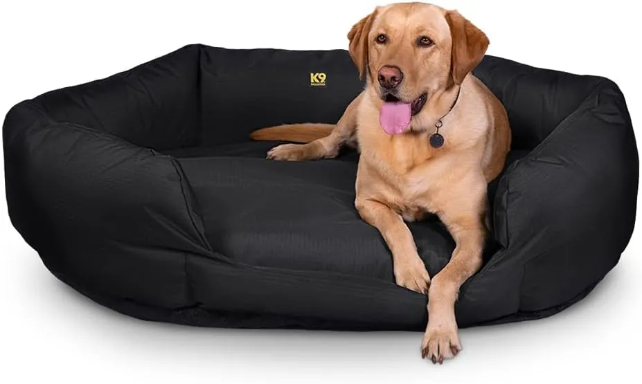 K9 Ballistics Tough Ripstop Oval Bolster Dog Bed, Den Shape, Scratch-Resistant, Machine Washable - Small, Black Ripstop
