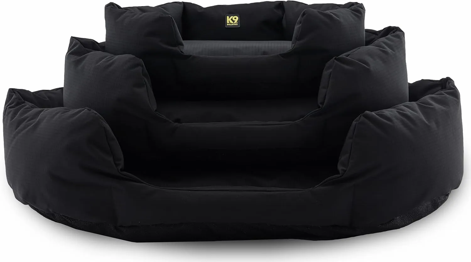 K9 Ballistics Tough Ripstop Oval Bolster Dog Bed, Den Shape, Scratch-Resistant, Machine Washable - Small, Black Ripstop