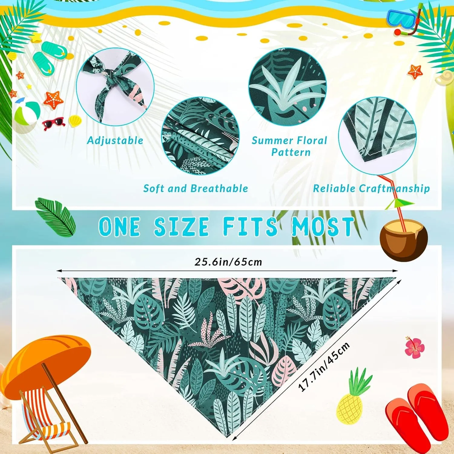 Kacctyen 100 Pcs Dog Bandanas for Summer Bulk Hawaiian Floral Pet Scarf Bibs Adjustable Washable Kerchief Seasonal Pet Costume Accessories Grooming Supplies for Small to Large Cats Dogs