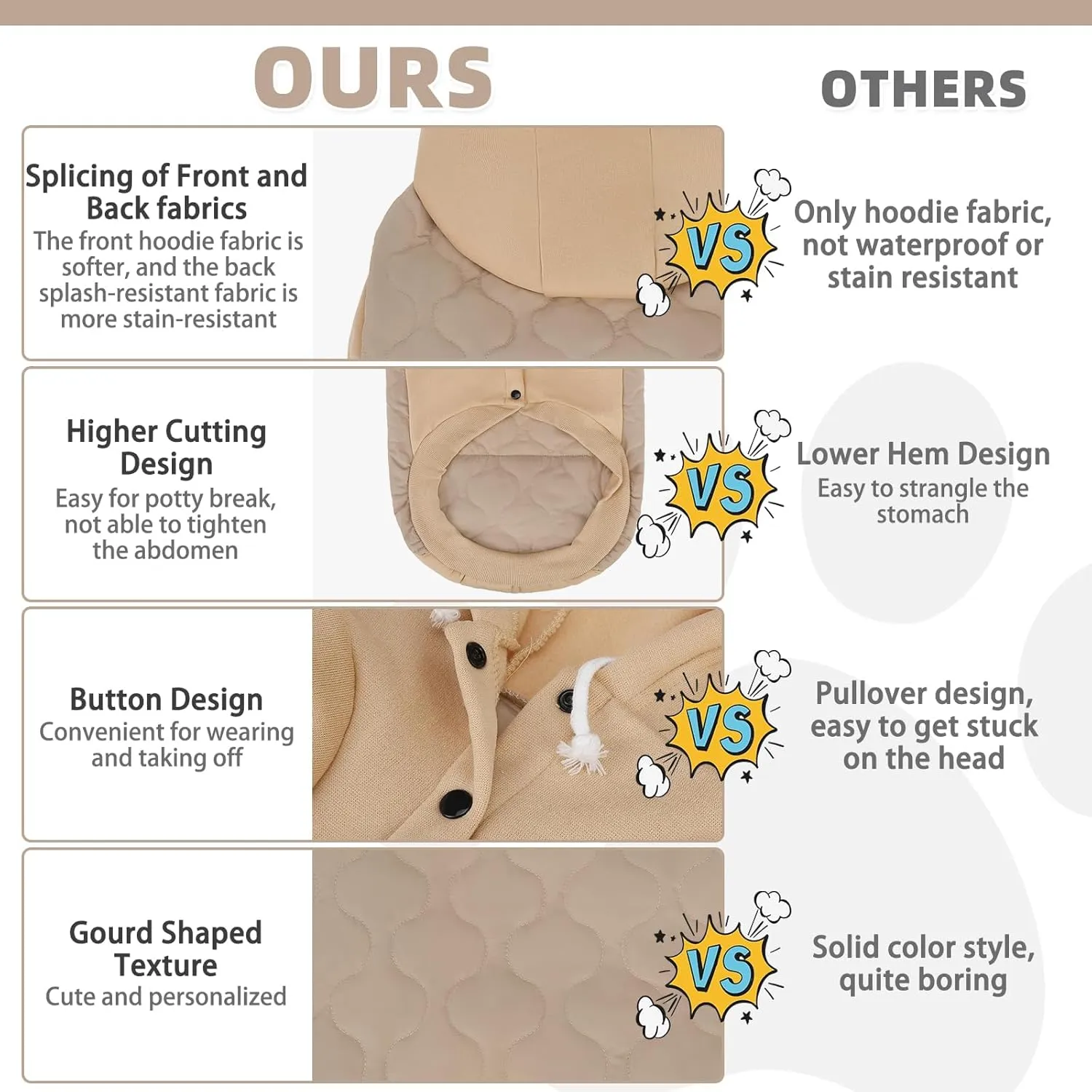 KOOLTAIL Warm Coat for Small Dogs, Waterproof Jacket with Leash Hole, Cold Weather Vest for Winter, Soft Pet Hoodie Sweatshirt for Puppy Cats, Girls, Boys Beige S