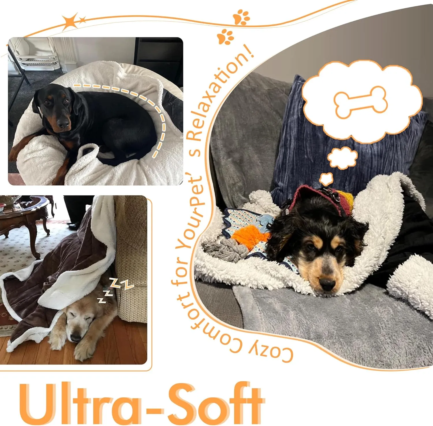 Large Dog Blanket, Super Soft Fluffy Sherpa Fleece Dog Couch Blankets and Throws for Large Medium Small Dogs Puppy Doggy Pet Cats, 50x60 inches