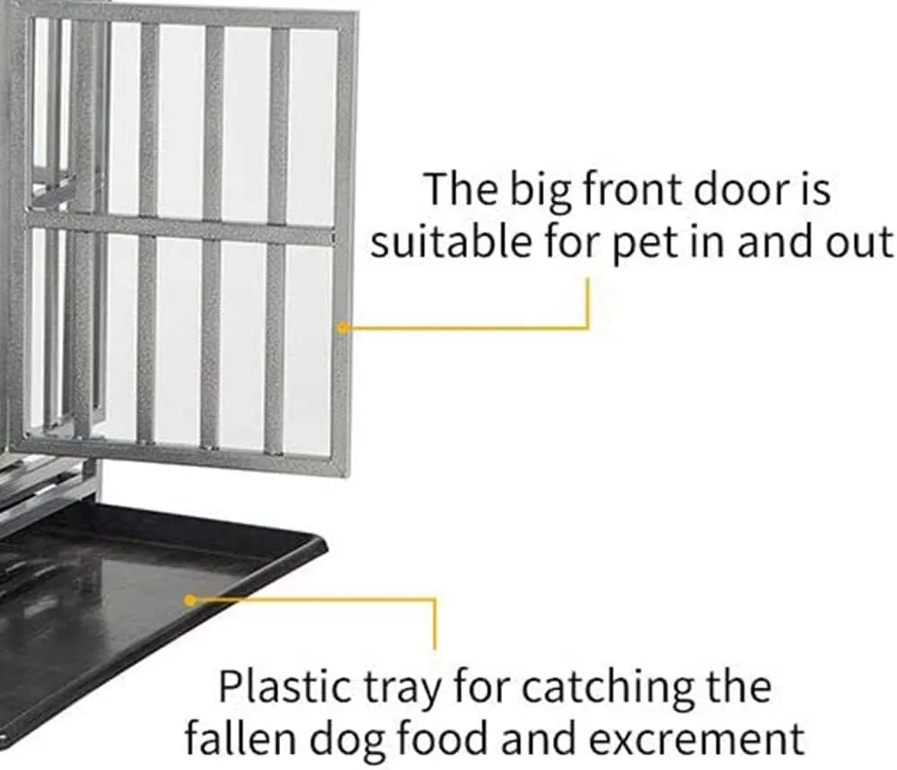 LUCKUP Heavy Duty Dog Cage Metal Kennel and Crate for Medium and Large Dogs, Pet Playpen with Four Wheels,Easy to Install,38 inch,Silver 