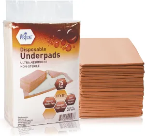 MED PRIDE Disposable Underpads 23x36 in, Super Absorbent Adult Bed Pads for Incontinence, Bedding Protection, Prevents Leakage, 25 Count