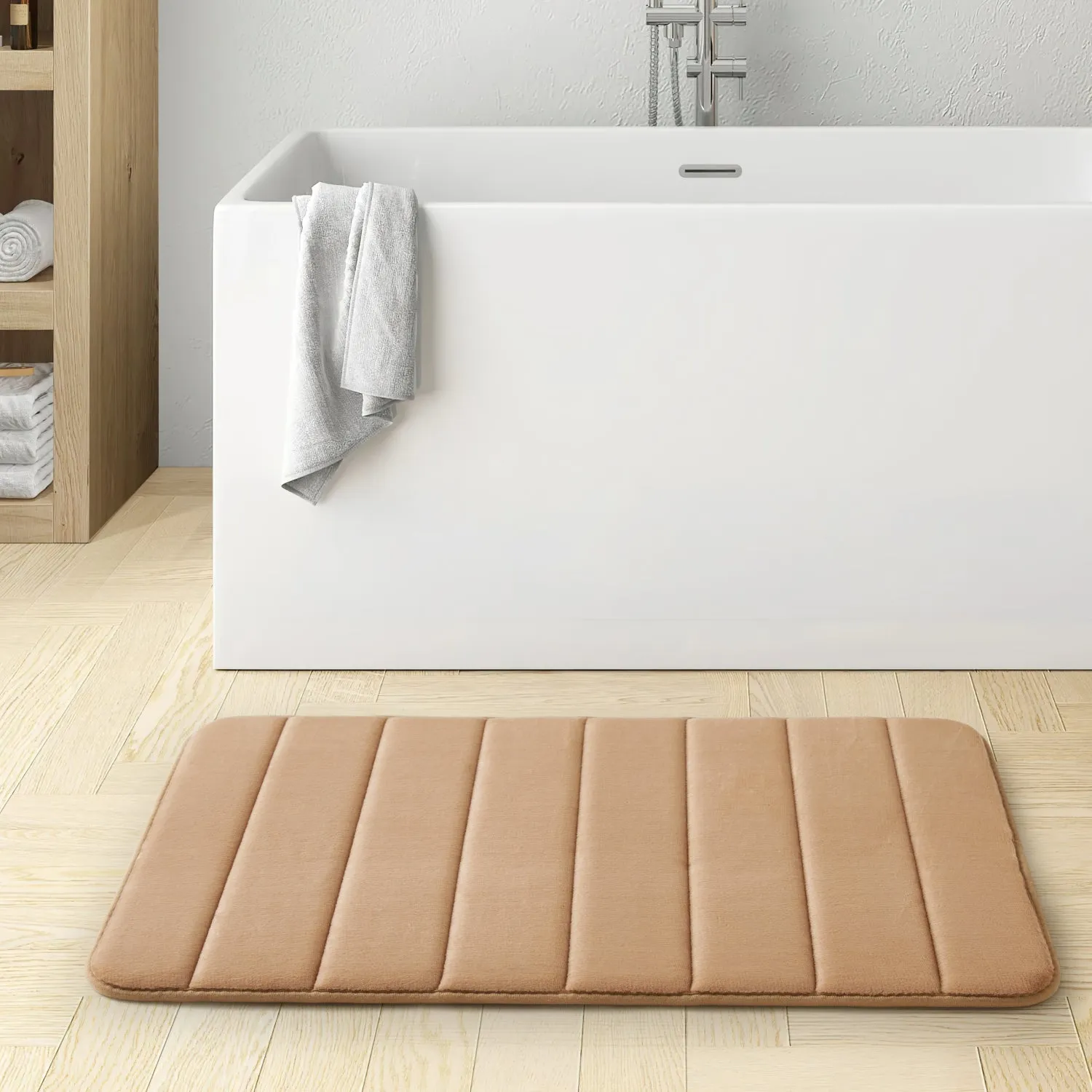 Memory Foam Bath Mat Ultra Absorbent Non-Slip Beige