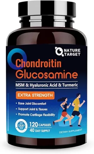 NATURE TARGET Glucosamine Chondroitin MSM, Joint Support Supplement, Shellfish Free, Turmeric Boswellia, Hyaluronic Acid, Collagen, Calium for Cartilage and Bone Health,120 Capsules, 40 Servings in Pakistan