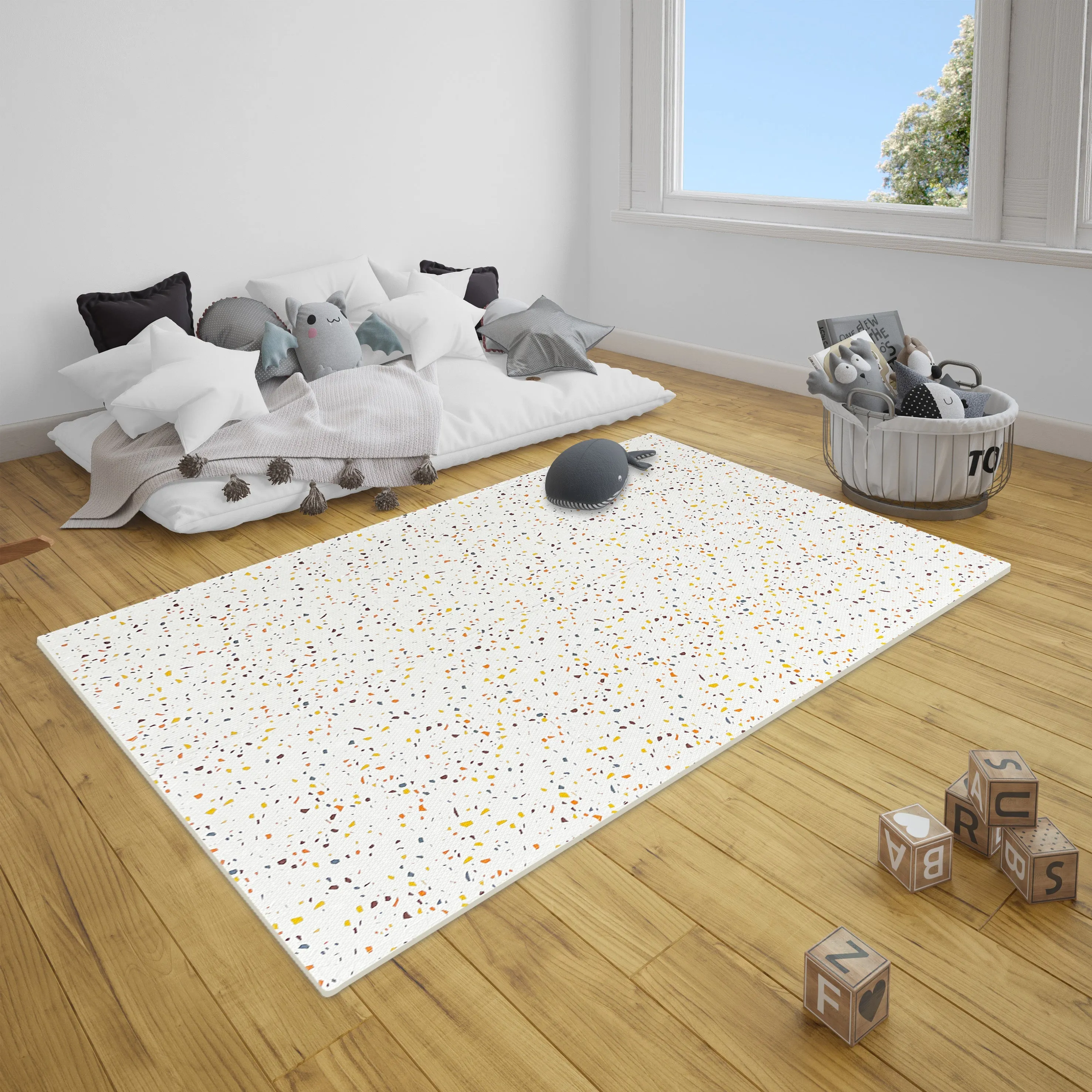 Orange Terrazo Puzzle Play Mat Tiles - Stone Mosiac Design