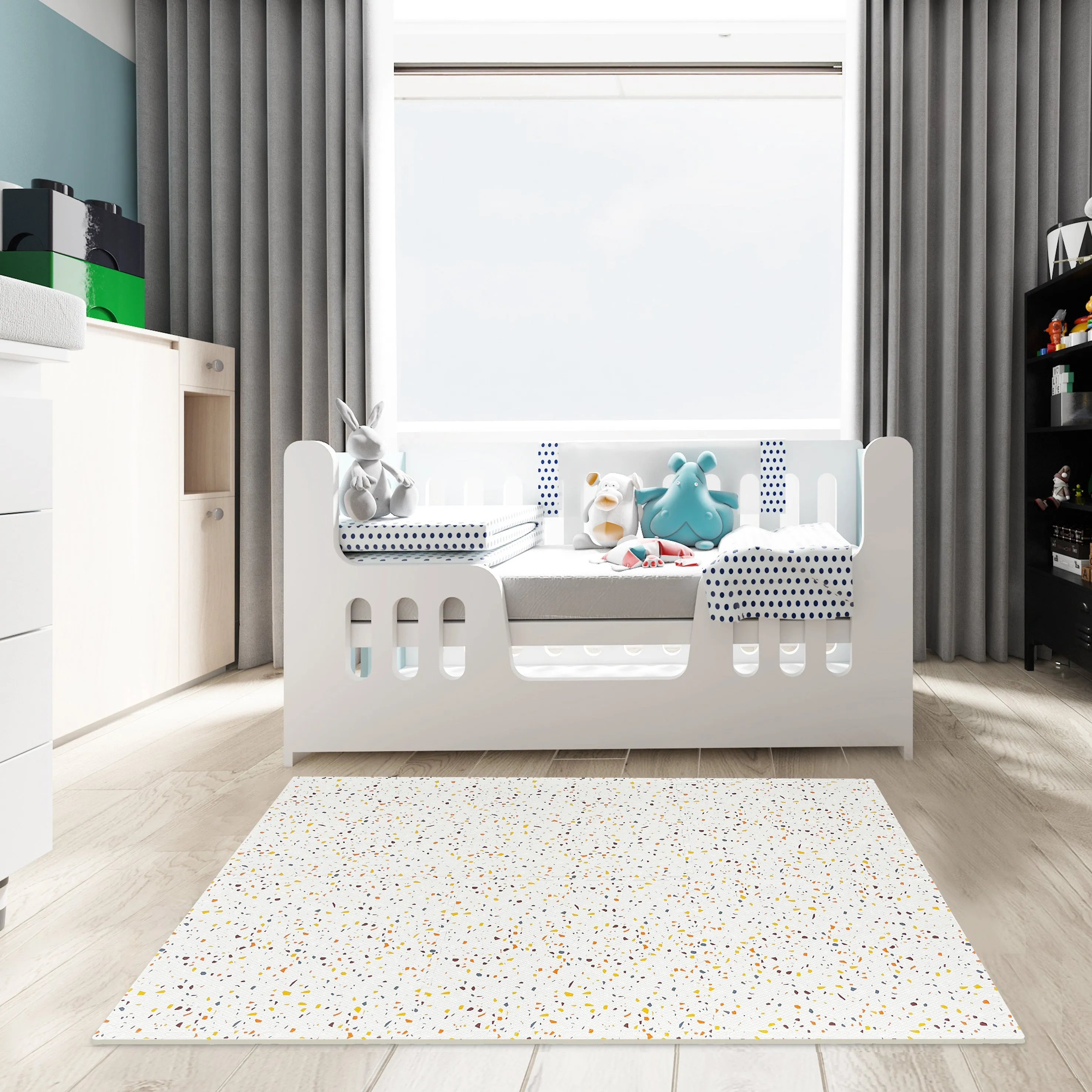 Orange Terrazo Puzzle Play Mat Tiles - Stone Mosiac Design
