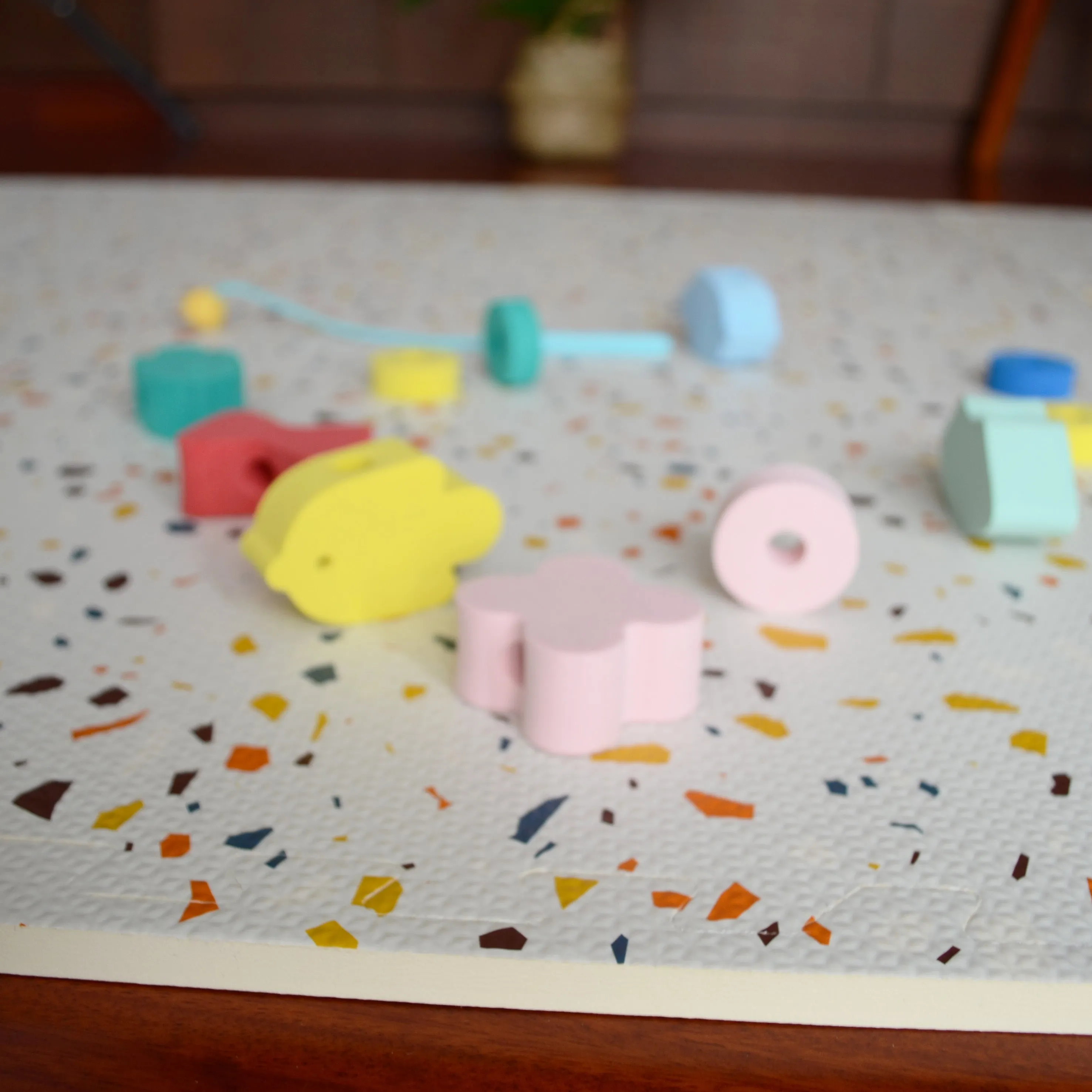 Orange Terrazo Puzzle Play Mat Tiles - Stone Mosiac Design