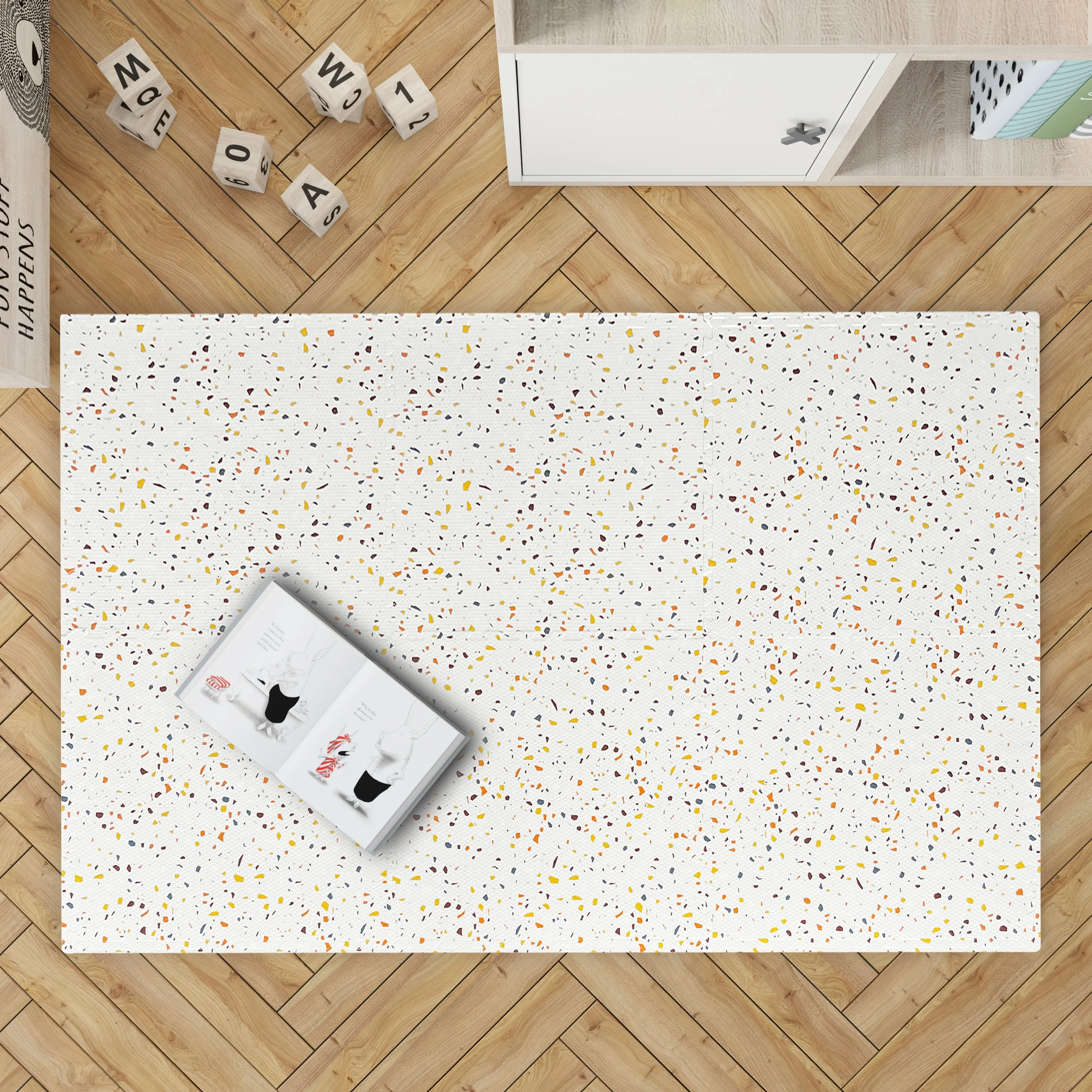 Orange Terrazo Puzzle Play Mat Tiles - Stone Mosiac Design