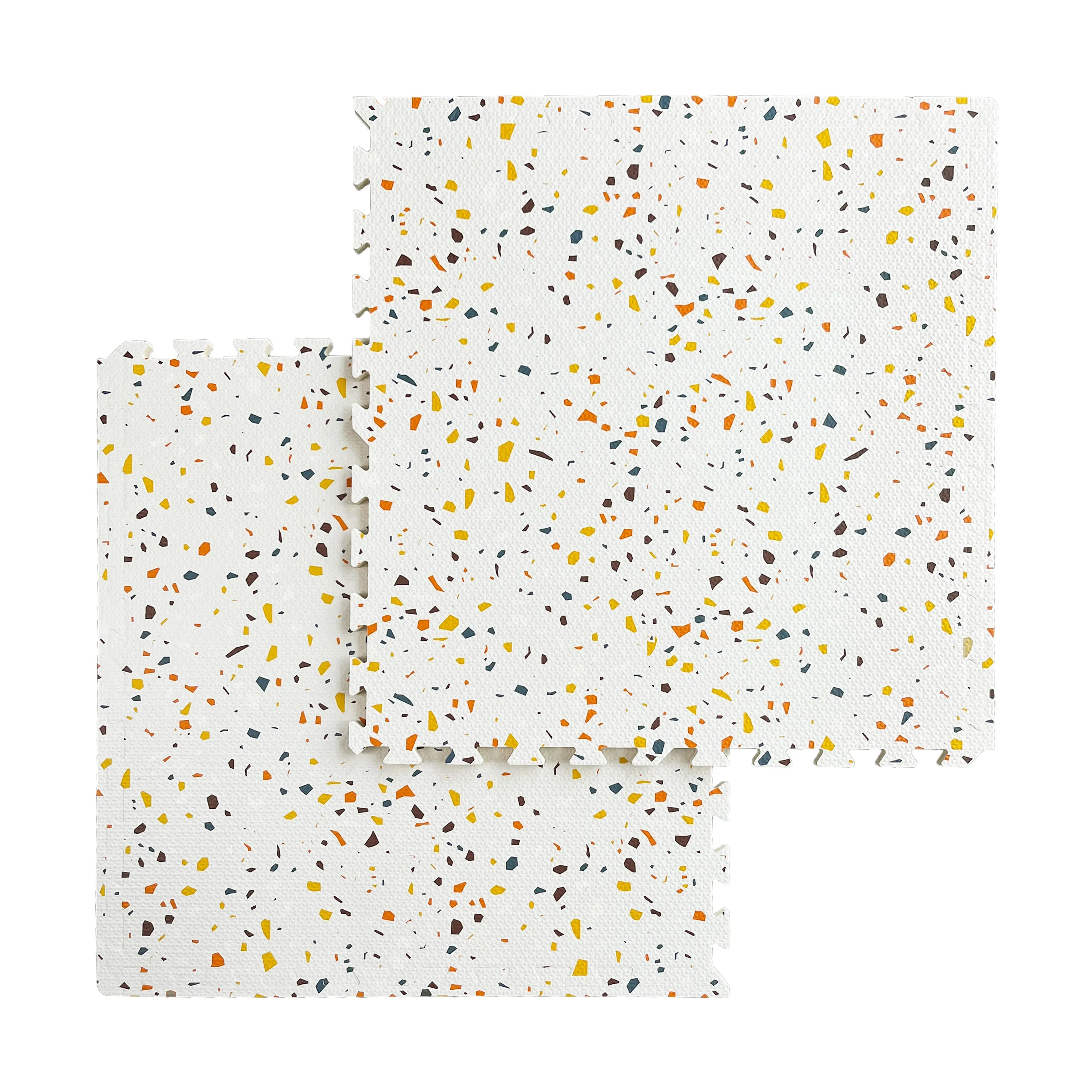 Orange Terrazo Puzzle Play Mat Tiles - Stone Mosiac Design