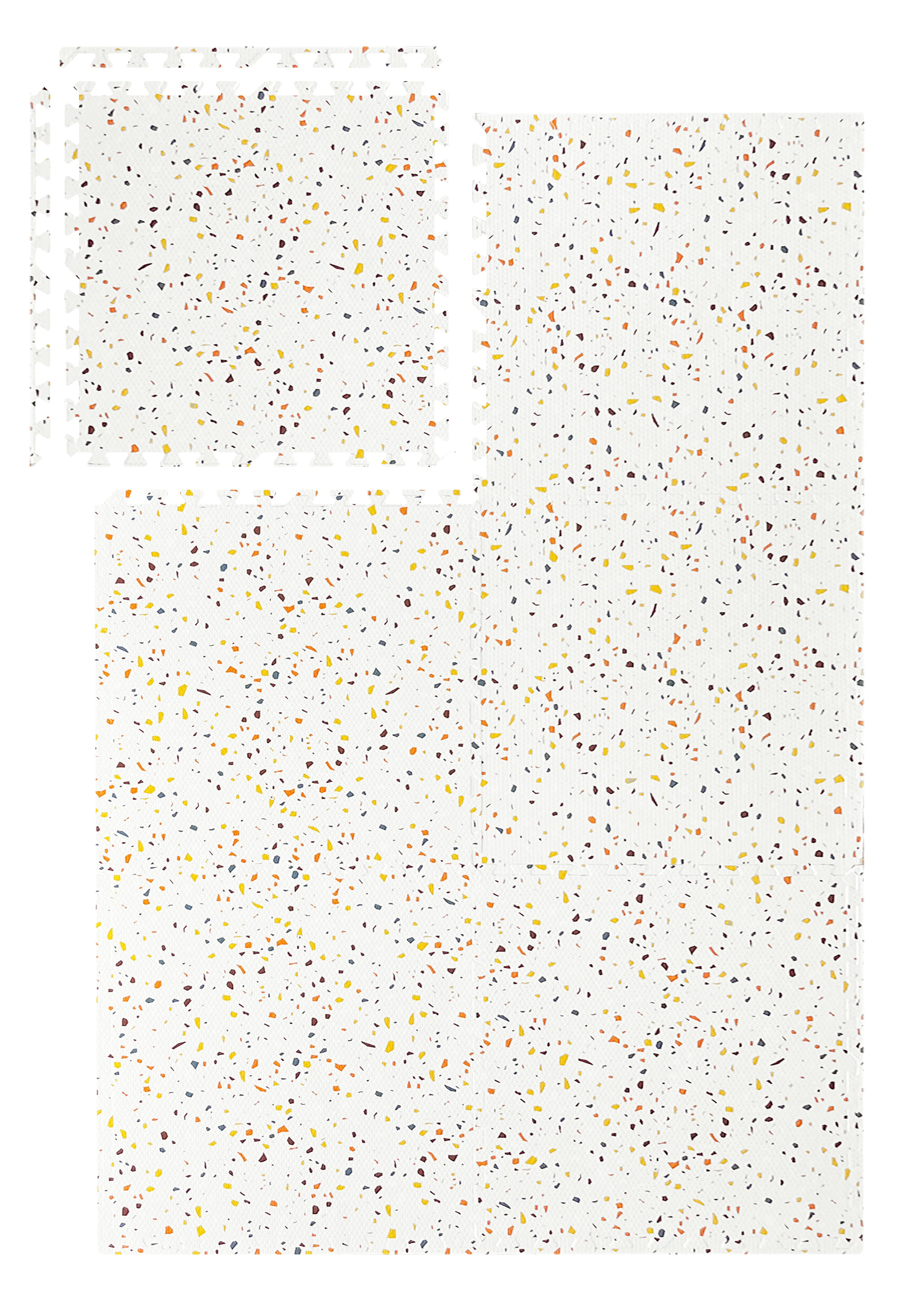 Orange Terrazo Puzzle Play Mat Tiles - Stone Mosiac Design