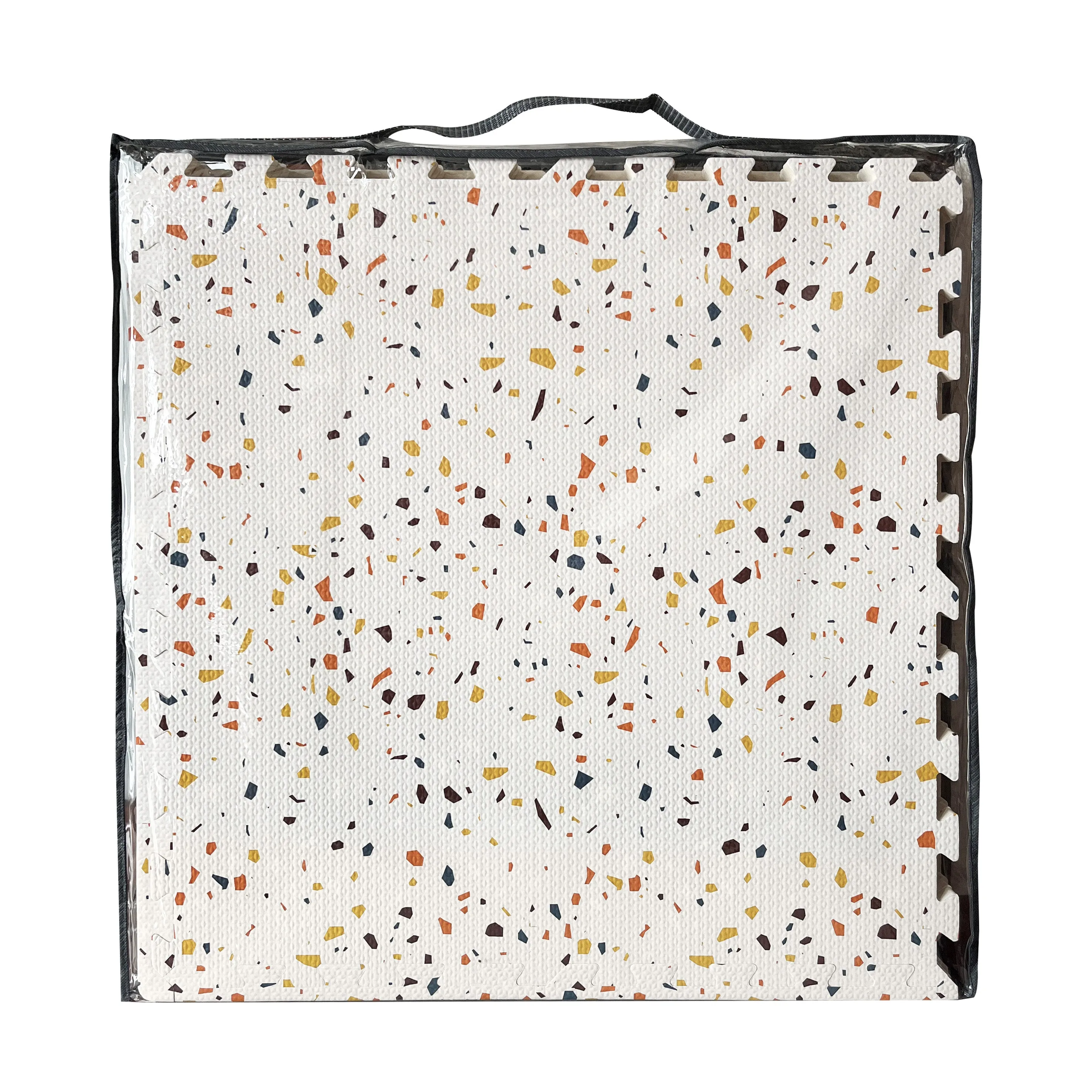 Orange Terrazo Puzzle Play Mat Tiles - Stone Mosiac Design