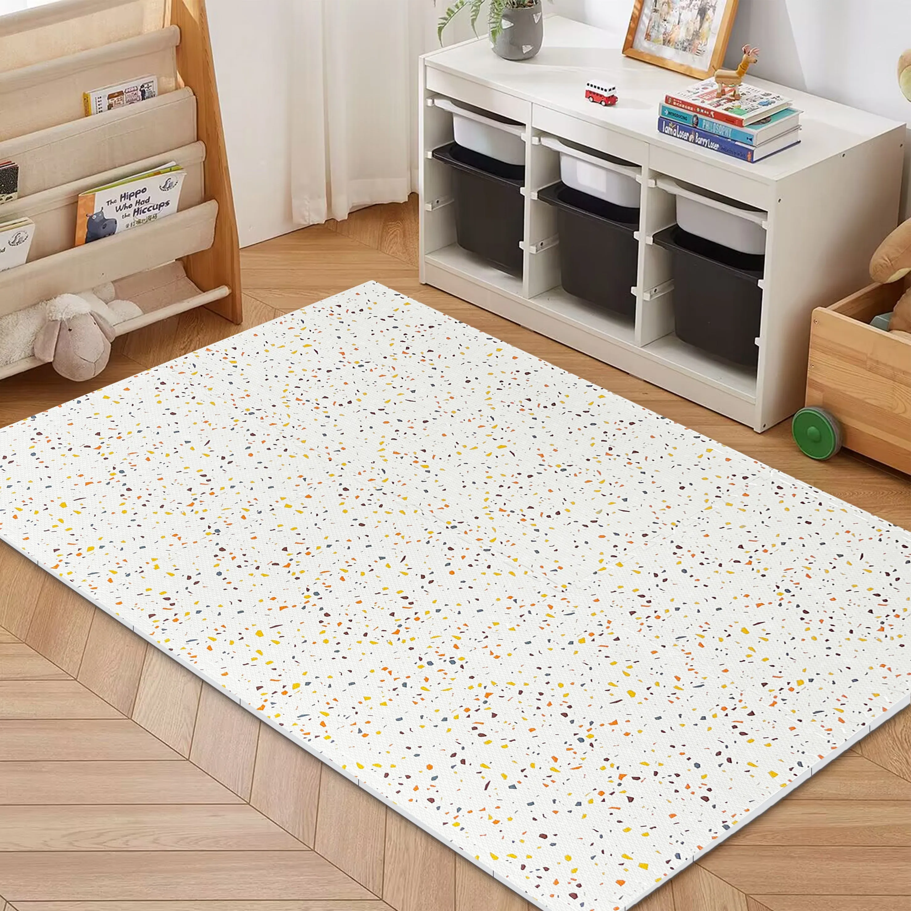 Orange Terrazo Puzzle Play Mat Tiles - Stone Mosiac Design