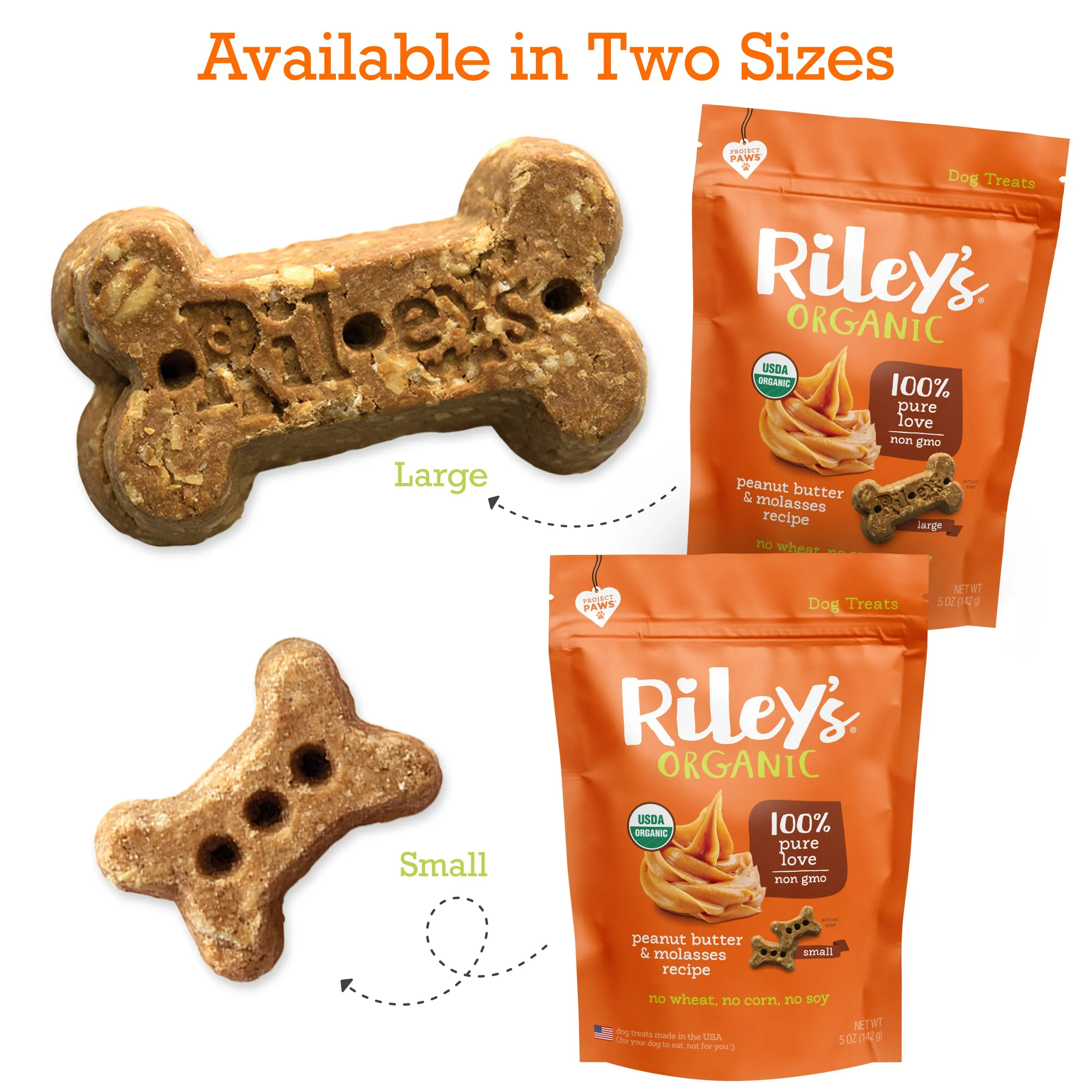 Organic Peanut Butter & Molasses Baked Biscuits - Small Bone (5oz)