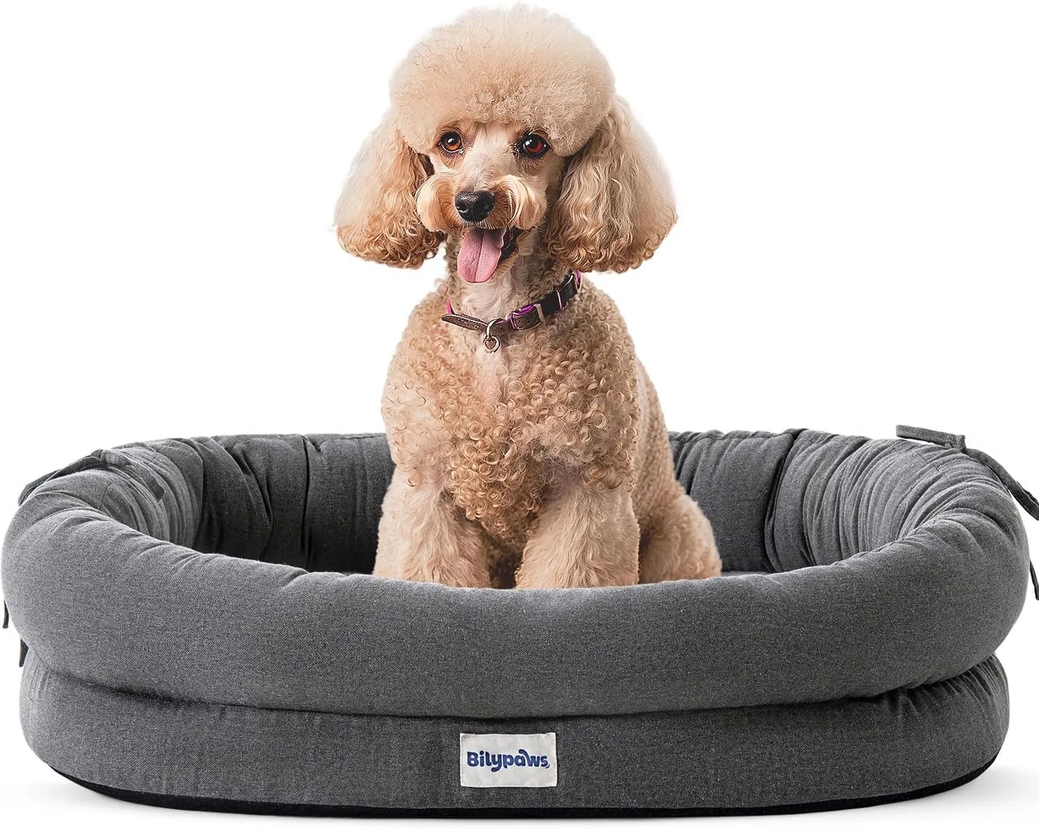 Orthopedic Dog Bed for Medium Size Dogs, Pet Sofa Bed with Egg Crate Foam, 4-Sided Bolster, Removable Washable Cover & Anti-Slip Bottom, Medium Dark Gray