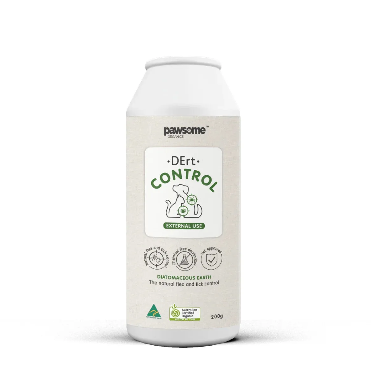 Pawsome Organics - DErt Control Organic Worming & Parasite Treatment Powder (External Use) 200g