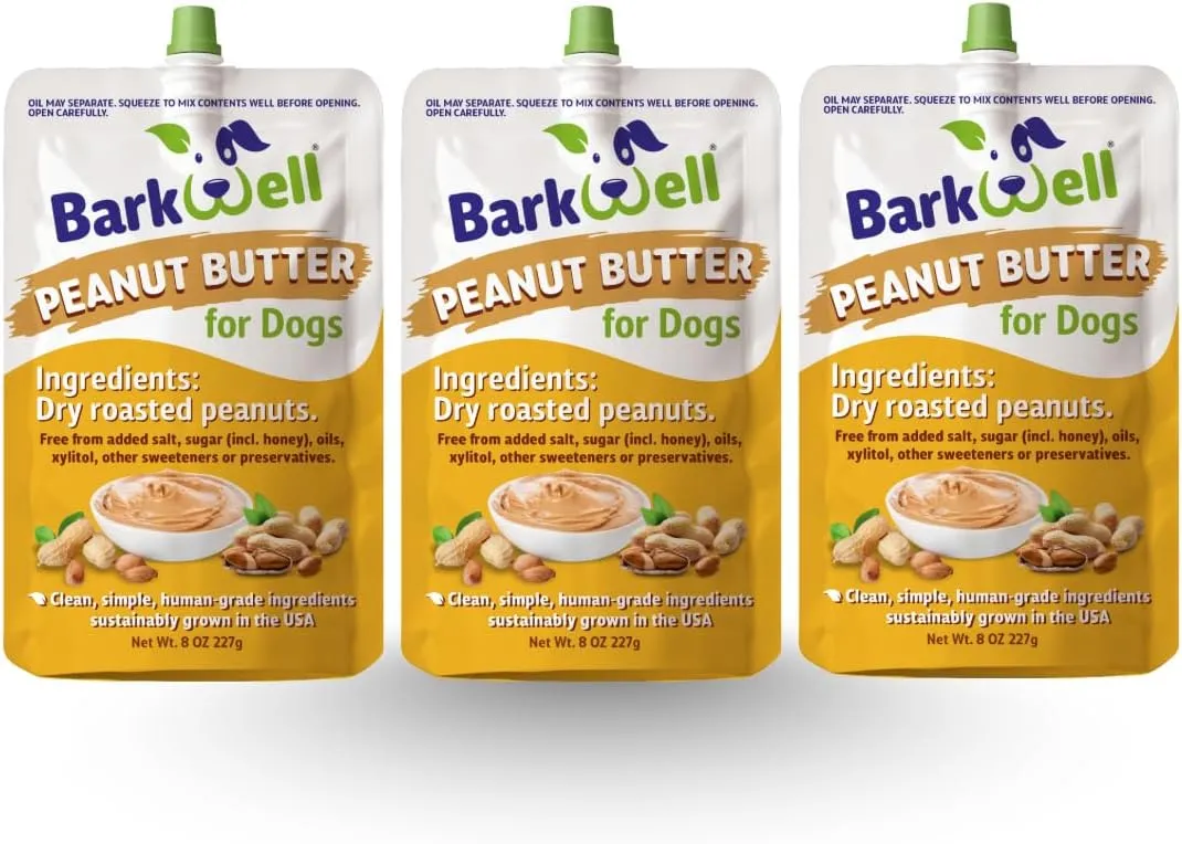 Peanut Butter Squeeze - All-Natural Dog Peanut Butter for Dogs Dog Treat Sourced and Made in The USA 3 Pack (24 oz) (Peanut Butter)