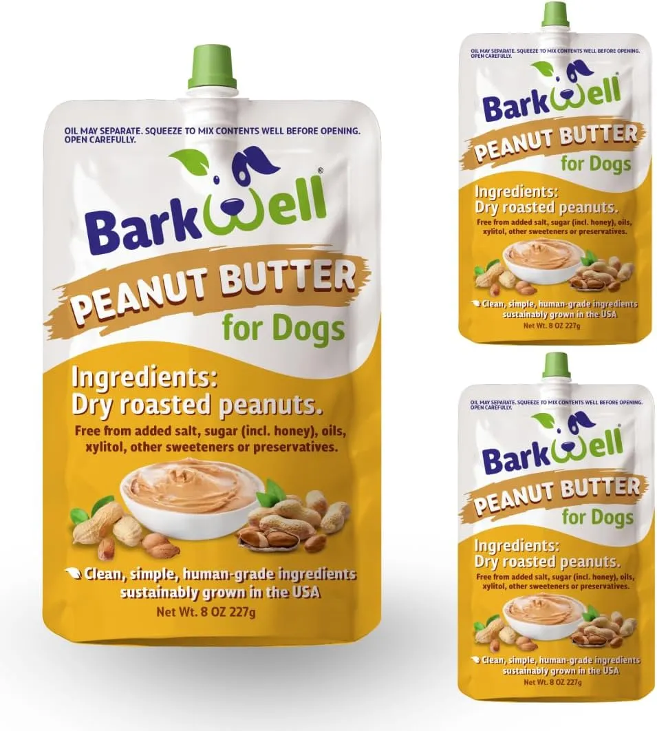 Peanut Butter Squeeze - All-Natural Dog Peanut Butter for Dogs Dog Treat Sourced and Made in The USA 3 Pack (24 oz) (Peanut Butter)