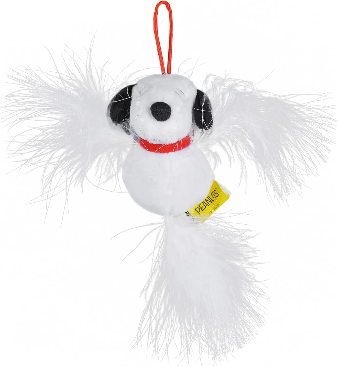 Peanuts 4 Snoopy Catnip Stuffed Plush Cat Toy with Feathers and Elastic Loop for Interactive Play | Peanuts for Pets | Interactive Toy for Cats | Cat Exercise Toy with Feathers and Catnip (FF19707)