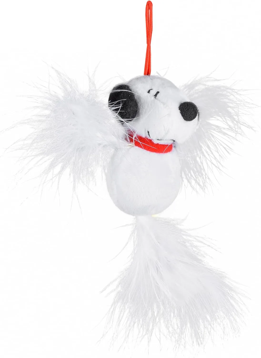 Peanuts 4 Snoopy Catnip Stuffed Plush Cat Toy with Feathers and Elastic Loop for Interactive Play | Peanuts for Pets | Interactive Toy for Cats | Cat Exercise Toy with Feathers and Catnip (FF19707)