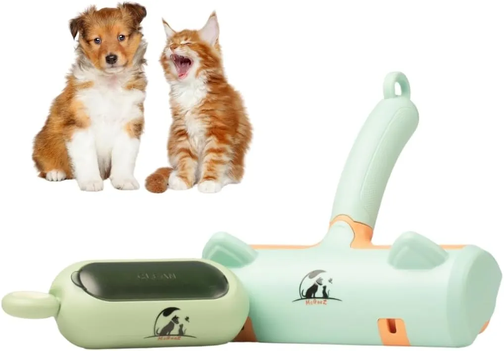 Pet Hair Remover Plus Bonus Compact Reusable Travel Roller Bundle for Dog Hair & Cat Hair Cleaning from Bedding, Furniture, Car, & Clothing
