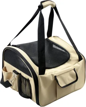 PET LIFE 'Ultra-Lock' Collapsible Safety Travel Wire Folding Pet Dog Carseat Car Seat Carrier crate, One Size, Khaki