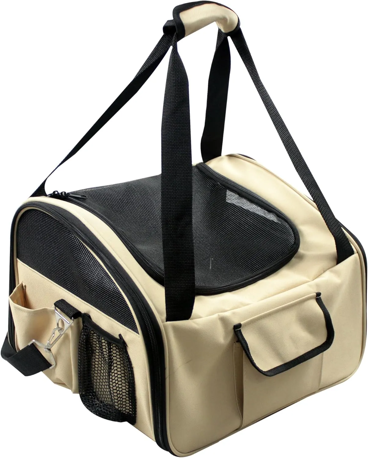 PET LIFE 'Ultra-Lock' Collapsible Safety Travel Wire Folding Pet Dog Carseat Car Seat Carrier crate, One Size, Khaki