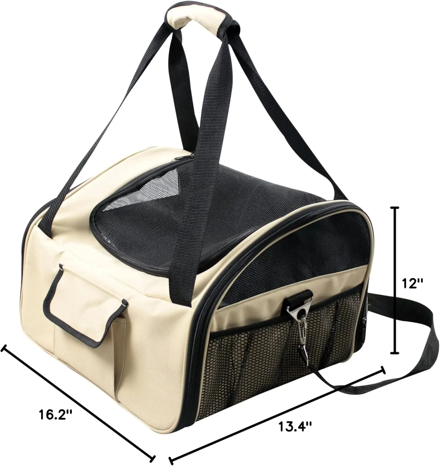 PET LIFE 'Ultra-Lock' Collapsible Safety Travel Wire Folding Pet Dog Carseat Car Seat Carrier crate, One Size, Khaki