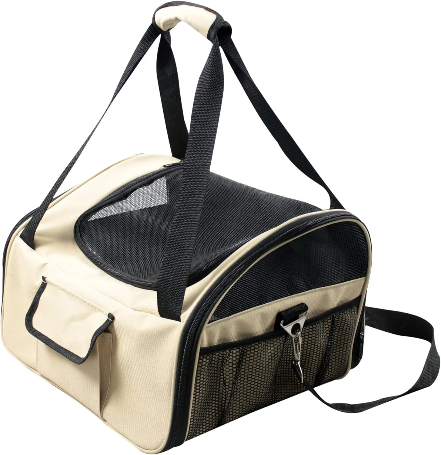 PET LIFE 'Ultra-Lock' Collapsible Safety Travel Wire Folding Pet Dog Carseat Car Seat Carrier crate, One Size, Khaki