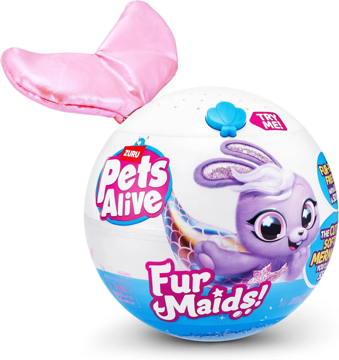 Pets Alive Furmaids by ZURU Mermaid Plush Interactive Lights Sounds Girls Toy (Pink Kitten)