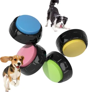 Recordable Pet Button, Dog Buttons for Communication Pet Training Buzzer, 30 Second Record & Playback, AA Battery for Longer Battery Life, (4 Pack Light Color)