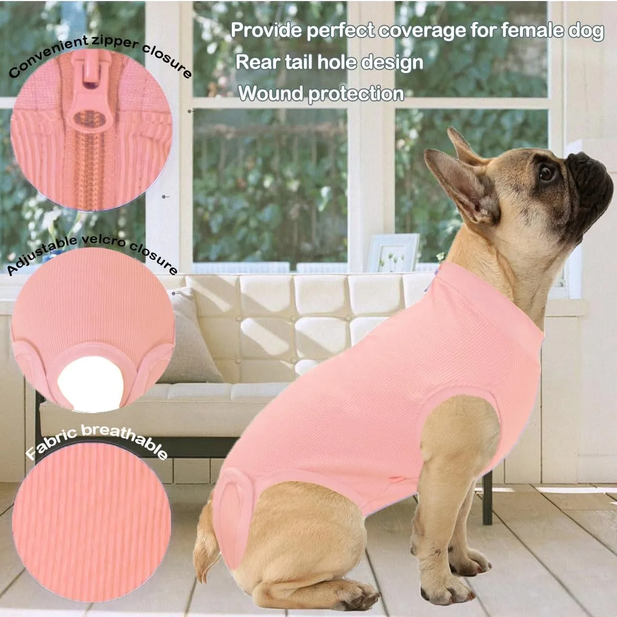 Recovery Suit for Dogs,Dog Cone Alternative Zipper Surgery Suit Female Spay,Soft Dog Surgery Suit for Anti Licking,Breathable Surgical Suit for Dogs Female Spay