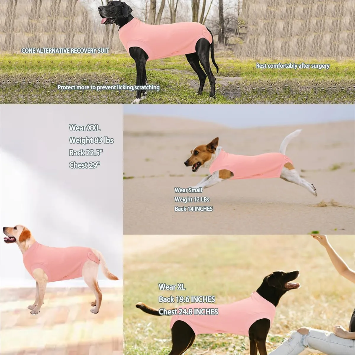 Recovery Suit for Dogs,Dog Cone Alternative Zipper Surgery Suit Female Spay,Soft Dog Surgery Suit for Anti Licking,Breathable Surgical Suit for Dogs Female Spay