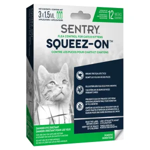 Sentry Squeez-On Flea Control for Cats & Kittens - 3 tubes